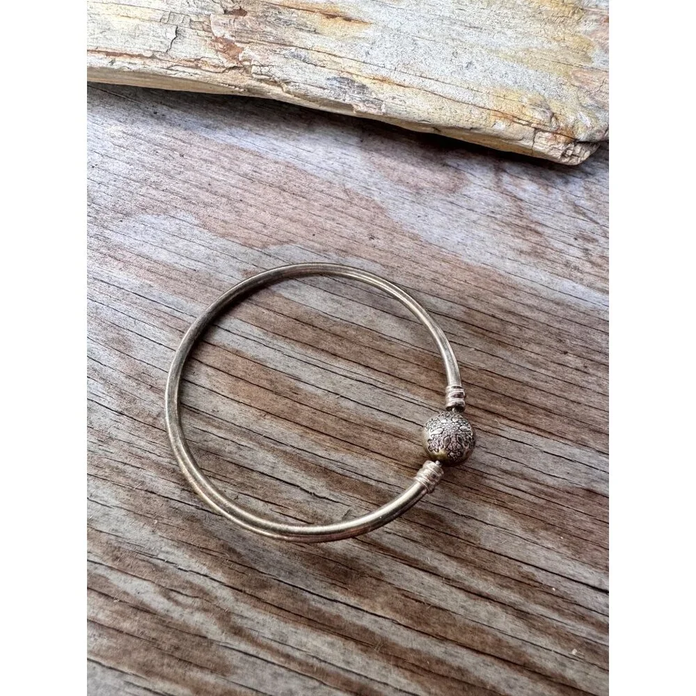 Pandora Sterling Silver Bangle Bracelet With Clasp Charm 2.14" Inner Diameter - Picture 3 of 10